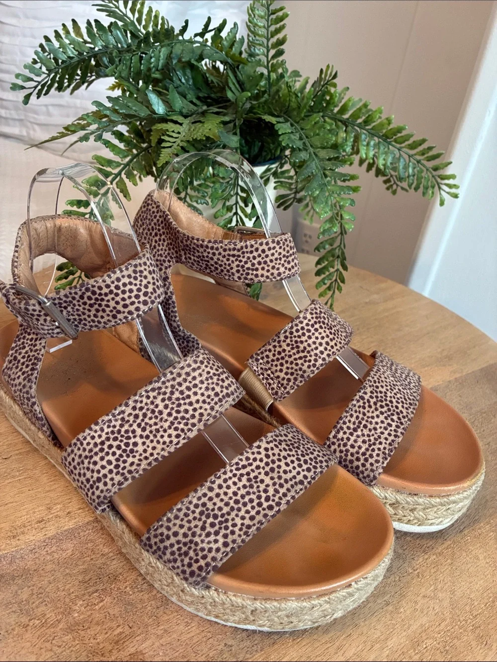Women's Tan Leopard-Print Espadrille Platform Sandals, 8